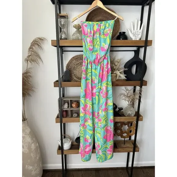 Lilly Pulitzer Size XS Strapless Wide Leg Elastic Waist Jumpsuit - Picture 4 of 8